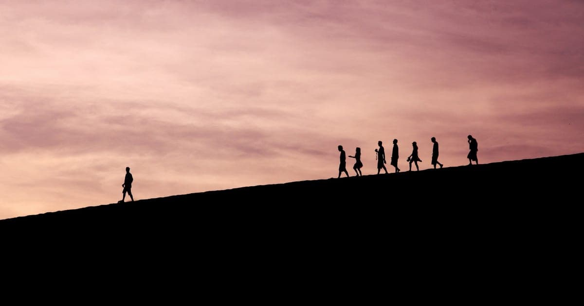 Silhouette of people on hill